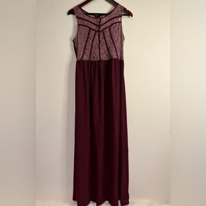Xhilaration Burgundy Lace Maxi Dress